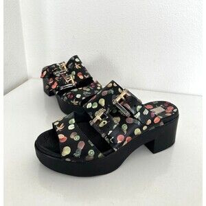 Miista London Fruit Buckle Platform Black Sandals Block Heel Women EU 36 US 5.5